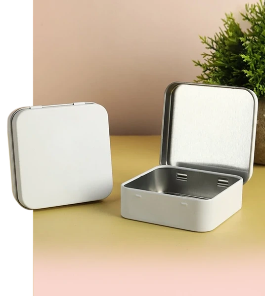 Custom Square Hinged Tin Box